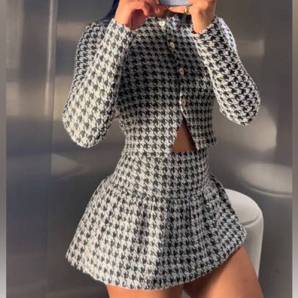 ZARA Houndstooth Jacket & ballon Skirt